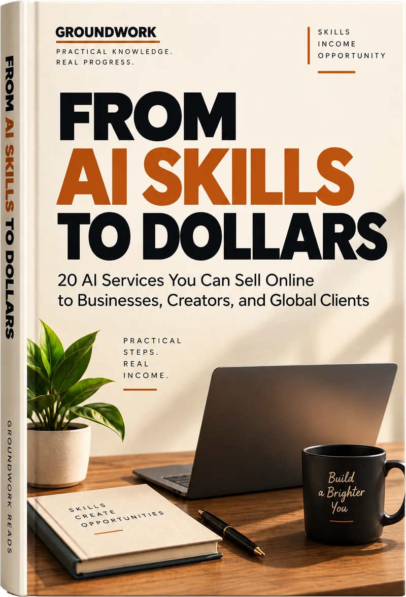 From AI Skills to Dollars, shown as a book